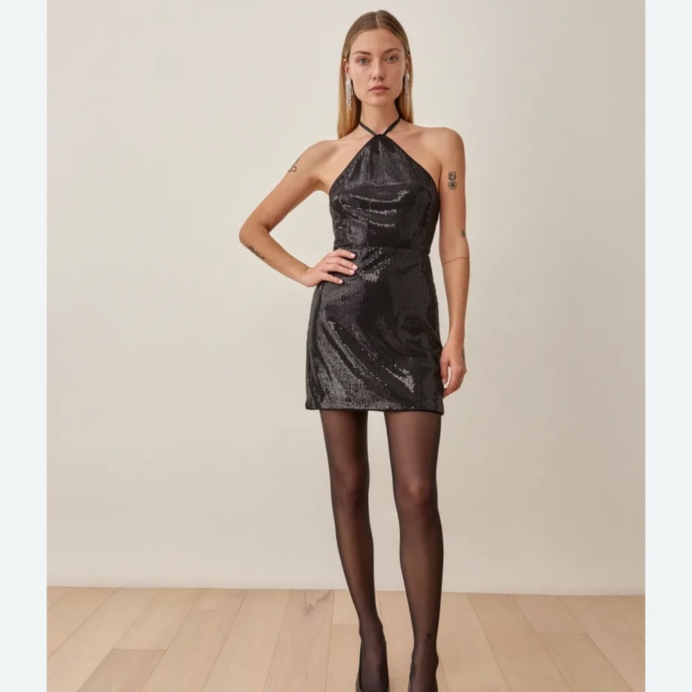 Reformation Sidney Sequence Halter Dress NWT!!